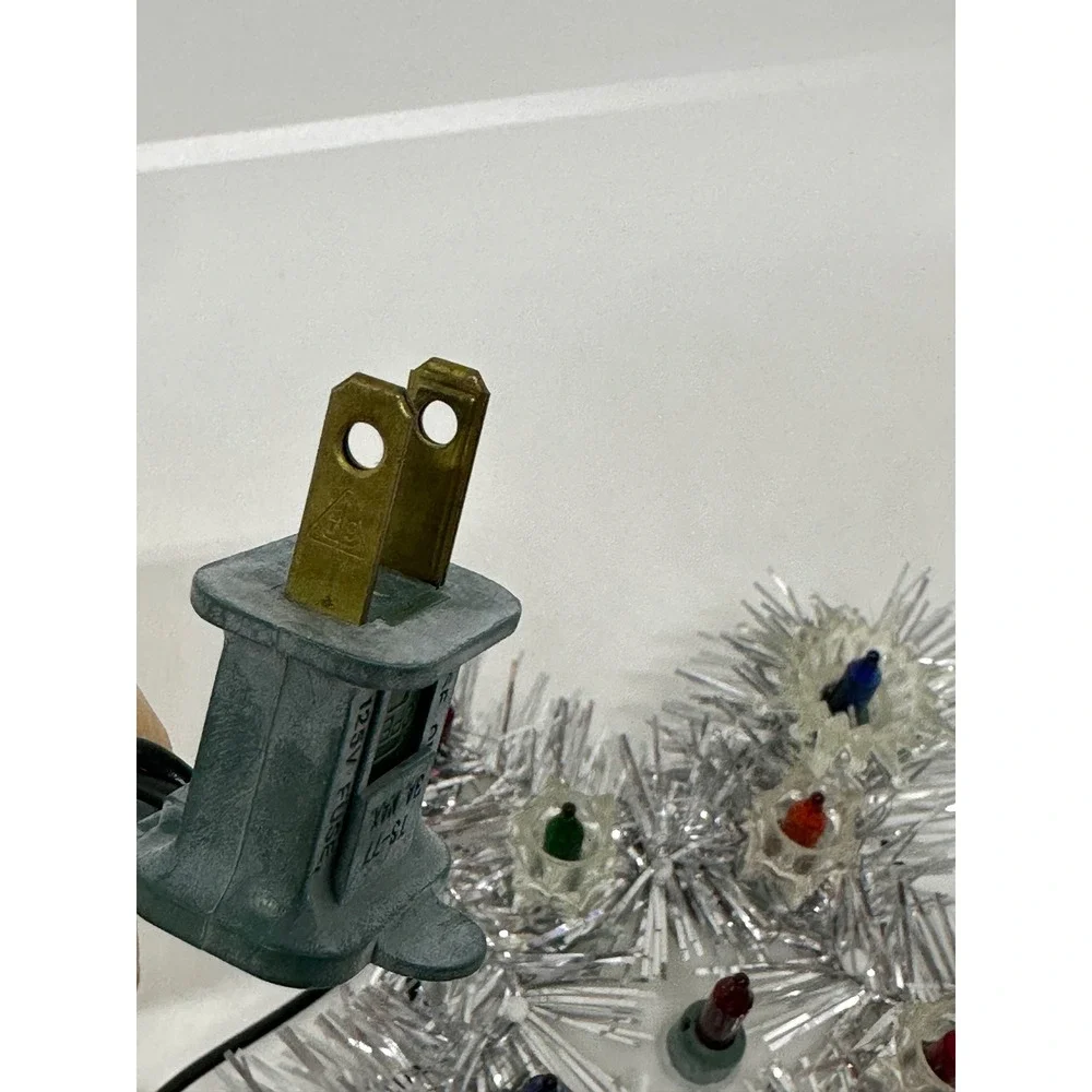 VTG Christmas Tree Topper Star Silver Tinsel Multi Color Lighted Holiday Decor